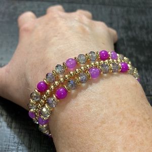 NWOT Gold Tone & Purple Bracelet Set!